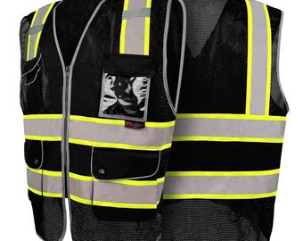 Class 2  Black Utility Safety Vest