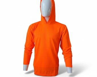 Orange HI-VIS Long sleeve shirt with hoodie