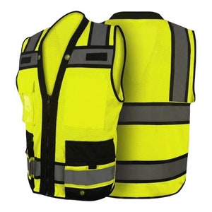 Yellow Superior Surveyor Safety Vest With Rear Tablet Pocket