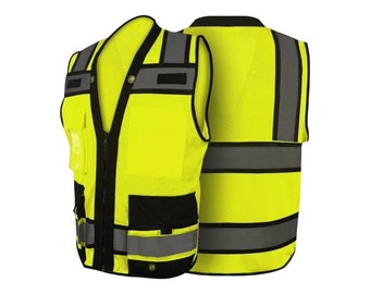 Yellow Superior Surveyor Safety Vest With Rear Tablet Pocket