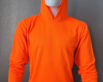 Orange HI-VIS Long sleeve shirt with hoodie