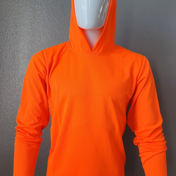 Orange HI-VIS Long sleeve shirt with hoodie