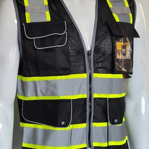 Class 2  Black Utility Safety Vest