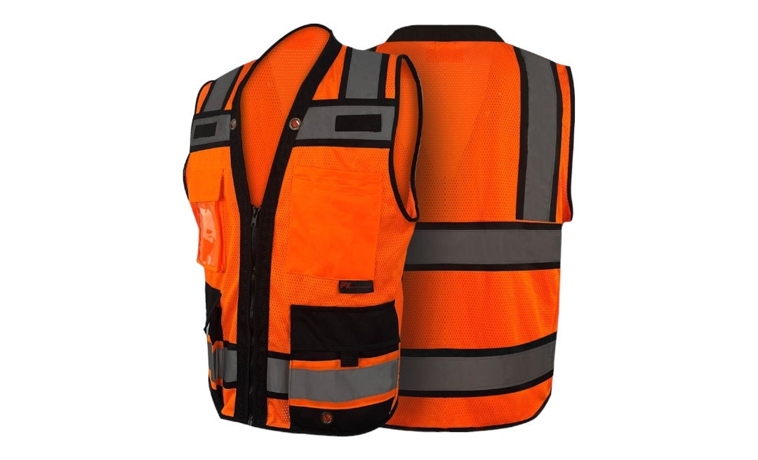 Buy Orange Superior Surveyor Safety Vest With Rear Tablet Pocket