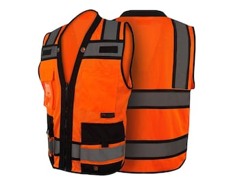 Orange Superior Surveyor Safety Vest With Rear Tablet Pocket