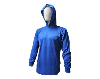 Blue Quik Dry Long Sleeve Shirt With Hoodie