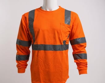 Class 3 Orange HI-VIS Long sleeve shirt.