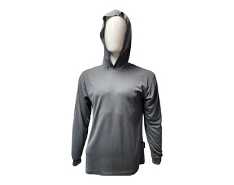 Gray Quik Dry Long Sleeve Shirt With Hoodie