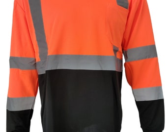 Orange/Black HI-VIS Long sleeve shirt.