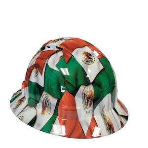 Mexican Flag Full Brim Hydro Dipped Hard Hat