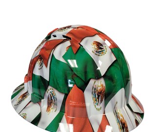 Mexican Flag Full Brim Hydro Dipped Hard Hat