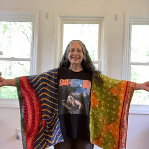 Ozzy Osbourne Bark at the Moon Camiseta Kantha reciclada Poncho Top