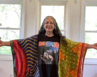 Ozzy Osbourne Bark at the Moon Camiseta Kantha reciclada Poncho Top