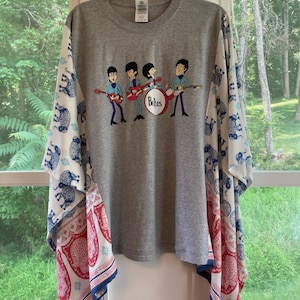 Återvunnen Beatles T-shirt Poncho Topp