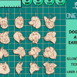 Dog Line Art Earrings Svg Bundle, Animal Earring Svg, Earrings Laser cut files, Dog Face Earring SVG, Glowforge SVG Files, Digital File