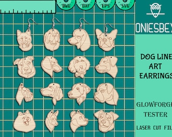 Dog Line Art Earrings Svg Bundle, Animal Earring Svg, Earrings Laser cut files, Dog Face Earring SVG, Glowforge SVG Files, Digital File