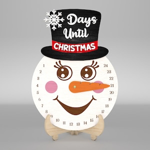 Sneeuwpop kerst countdown kalender svg, dagen tot kerst svg, adventskalender countdown svg, Glowforge svg-bestanden, lasergesneden bestanden