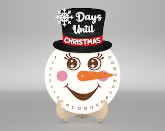 Snowman Christmas Countdown Calendar svg, Days Until Christmas svg, Advent Calendar Countdown svg, Glowforge svg files,Laser cut files