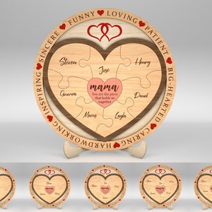 Personalisierte Muttertag Puzzle Zeichen SVG, Geschenk für Mama, Muttertag svg, Muttertagsgeschenke svg, Glowforge svg-Dateien, Laser geschnitten Dateien