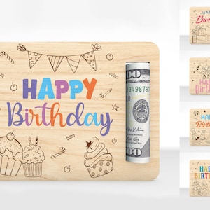 Happy Birthday Money Holder svg bundle, Birthday Money Gift svg, Money Gift Tag laser file, Laser cut files, Glowforge SVG Files