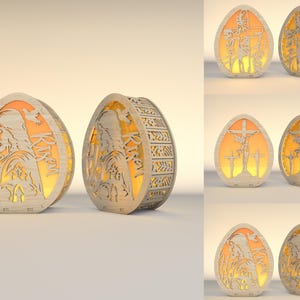 Er ist auferstanden Osterei-Kerzenhalter svg, Osterdekoration svg, Jesus Kerze Laterne svg, Osterlampe svg, Glowforge svg-Dateien, Laser-Schnittdateien