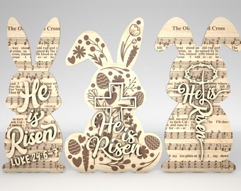 Easter Bunny Decoration Svg, Easter Shelf Sitter SVG, Easter Day svg, He is Risen svg, Glowforge svg files, Laser cut files