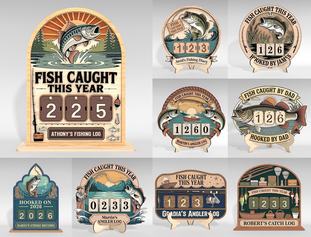 Personalized Fish Caught This Year Tracker Sign Laser Cut File, Angler ...