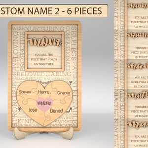 Personalized Mothers Day Puzzle Piece Sign SVG, Gift for Mom, Mothers Day svg, Mothers Day Gifts svg, Glowforge svg files, Laser cut files