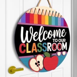 Welcome to Our Classroom Round Door Sign SVG, Gift for Teacher, Teacher ...