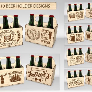 3D Wooden beer and treats holders svg bundle, Beer and snack holder lasercut,Fathers day quotes svg, Dad Beer holder svg,Glowforge svg files