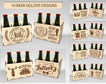 3D houten bier en lekkernijen houders svg-bundel, bier- en snackhouder lasercut, Vaderdag citaten svg, vader bierhouder svg, Glowforge svg-bestanden