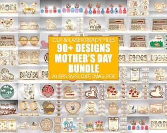 Mega Bundle Mothers Day Laser cut files, 90+ Mothers Day Designs included versions, Gift for Mom,Mothers Day Gifts svg, Glowforge svg files