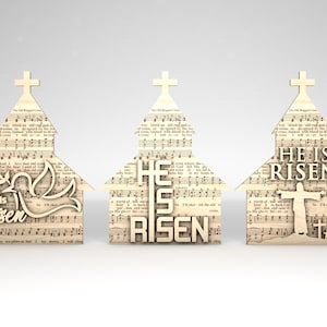 Decoración de la Iglesia de Pascua Svg, Estante de Pascua Niñera SVG, Día de Pascua svg, Él ha resucitado svg, Archivos svg Glowforge, Archivos cortados por láser
