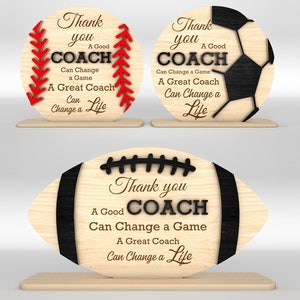 Grazie, allenatore di calcio, segno SVG, allenatore di baseball, segno in formato SVG, allenatore di calcio, regali di apprezzamento per l'allenatore, file SVG Glowforge, file tagliati al laser