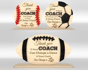 Thank You Soccer Coach Sign SVG, Baseball Coach sign svg, Football Coach sign, Coach Appreciation Gifts, Glowforge svg files,Laser cut files