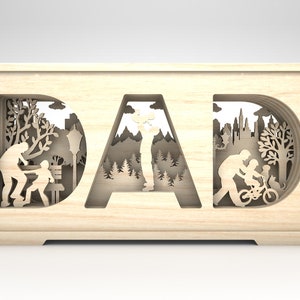 3D wielowarstwowy stojący tata sztuka svg, Szczęśliwy dzień ojca svg, Prezent dla taty, Tata i syn svg, 7-warstwowy element sztuki dla Glowforge, Pliki cięte laserowo