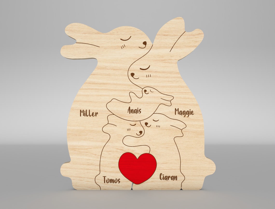 Personalized Rabbit Family Puzzle SVG, Rabbit Puzzle Pieces Svg,fathers ...