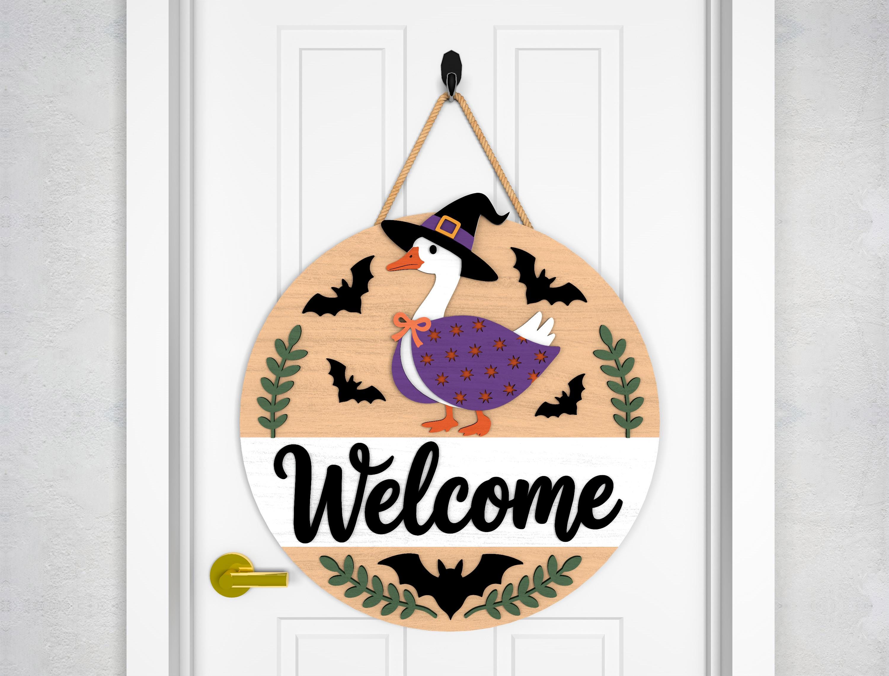 Halloween Door Hanger SVG Bundle, Funny Welcome Sign Laser Cut Files ...