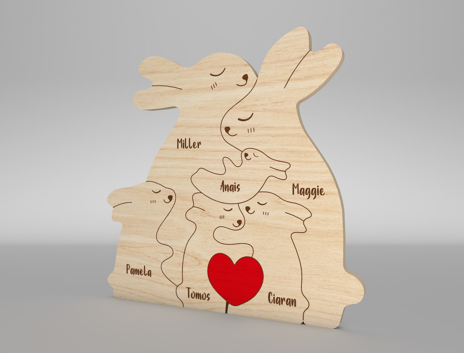 Personalized Rabbit Family Puzzle SVG, Rabbit Puzzle Pieces Svg,fathers ...
