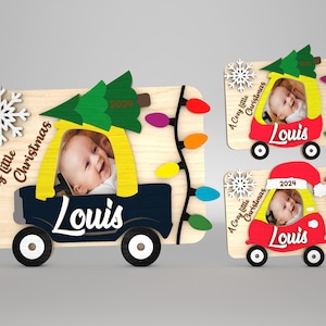 Gezellige Coupe koelkastmagneet fotolijstjes svg, kerst koelkast foto magneet svg, baby 1e kerstcadeaus svg, Glowforge svg-bestanden, lasergesneden bestanden