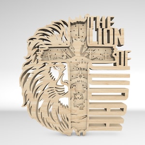 Archivos cortados con láser de múltiples capas de Jesús, León de Judá, Crucifixión y resurrección de Cristo Svg, Historia de Jesús svg, Pieza de arte de 8 capas para Glowforge