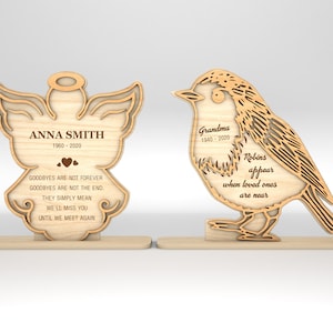 Personalisiertes Engel-Gedenkschild SVG, Rotkehlchen-Gedenkschild SVG, Verlust eines geliebten Menschen, Gedenkgeschenke SVG, Glowforge SVG-Dateien, Laser-Cut-Dateien