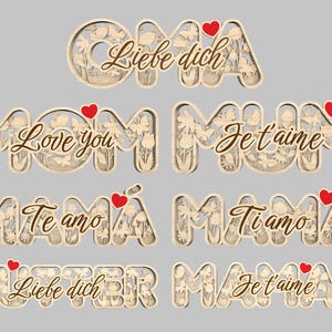 Multilayer Floral Mom svg Bündel, Oma laser cut, Floral Muttertag svg, Maman sign svg, Mama Zeichen svg, Glowforge svg Dateien, Laser cut Dateien