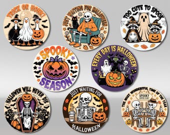 Letrero de puerta de Halloween divertido SVG, café esqueleto, truco o bocinazo del ganso, letreros con citas de temporada espeluznante y fantasmas, archivos cortados con láser, archivos SVG de Glowforge