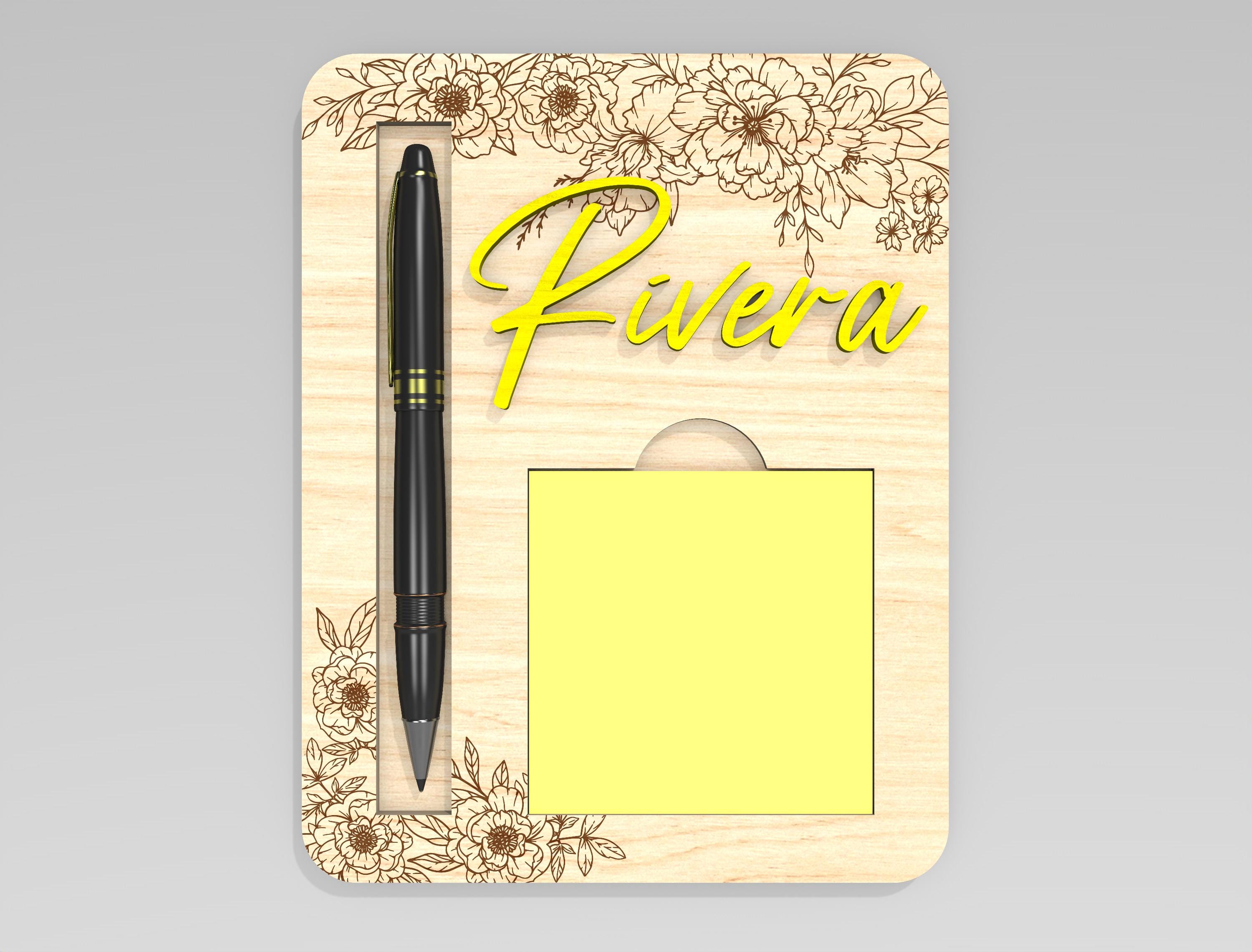 Personalized Floral Sticky Note Pad Holder SVG, Custom Name Pen ...