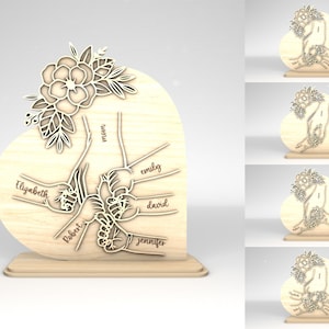 Gepersonaliseerde moeder en kind handen hart stand decor SVG, cadeau voor moeder, Moederdag svg, Moederdag cadeaus svg, Glowforge svg-bestanden, lasergesneden bestanden