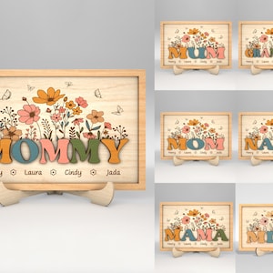 Gepersonaliseerde Grandma's Garden Sign SVG, Wildflower SVG, Mama's Garden SVG, cadeau voor moeder, Moederdagcadeaus SVG, Glowforge SVG-bestanden