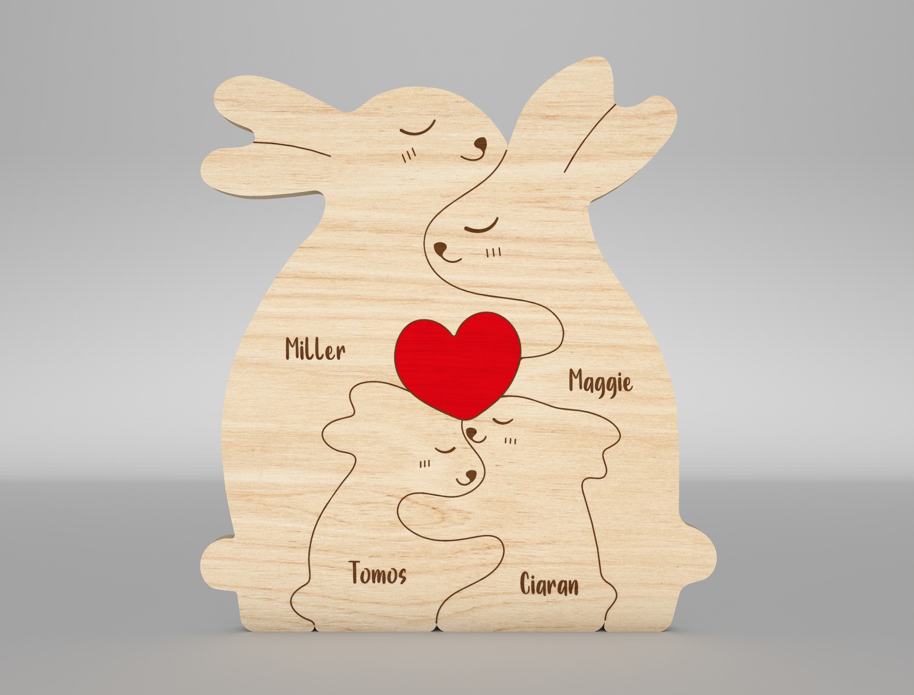 Personalized Rabbit Family Puzzle SVG, Rabbit Puzzle Pieces Svg,fathers ...