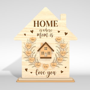 Personalisiertes Zuhause ist, wo Mama Zeichen SVG ist, Mama Zeichen SVG, Muttertagszeichen SVG, Muttertagsgeschenke svg, Glowforge svg-Dateien, Laser geschnitten Dateien