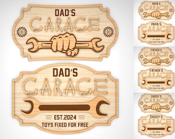 Personalized Dad's Garage Sign SVG, Mechanic Dad sign svg, Dad Tools svg, Dad's Workshop svg, Fathers Day Gifts svg, Glowforge svg files